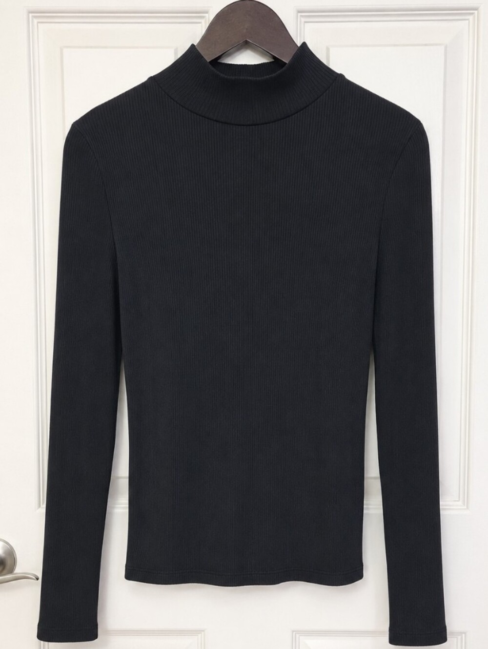 Maeve Black Ribbed Knit Cotton Elastane Blend Turtleneck Sz Lg